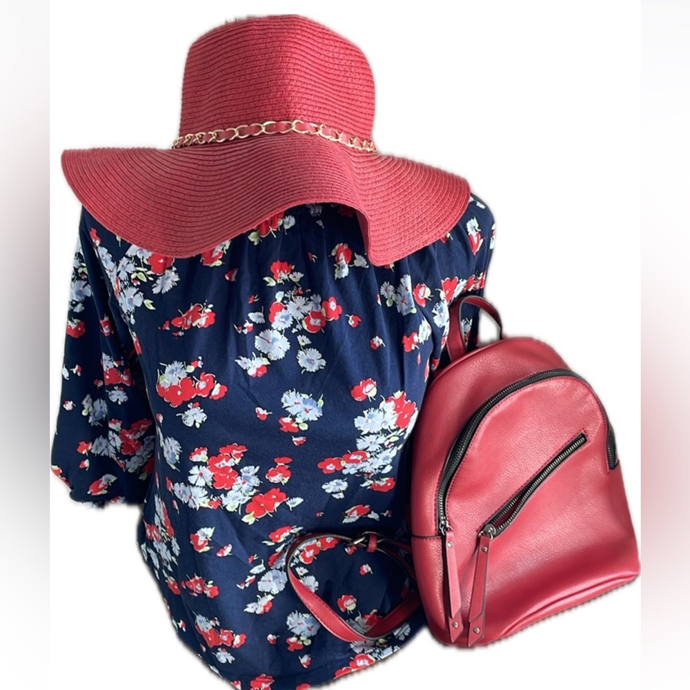 Ralph Lauren floral top with wide smocked neckline